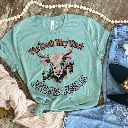 Jesus Reins Sublimation Design PNG Digital Download Printable Cow Buck Devil Faith