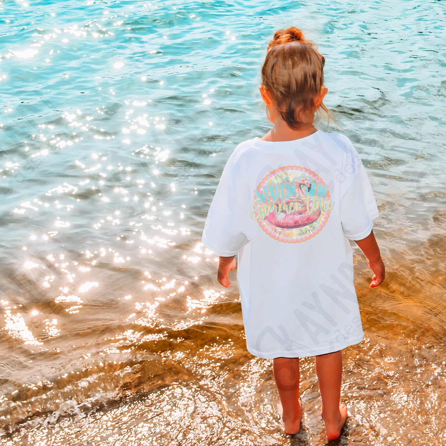 Summer Time Clock Sublimation Design PNG Digital Download Printable River Water Fun Float