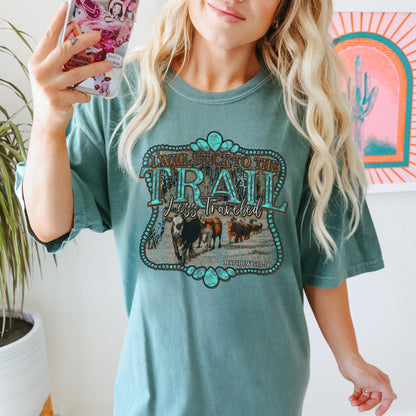 Trail Less Traveled Sublimation Design PNG Digital Download Printable Cattle Western Turequoise