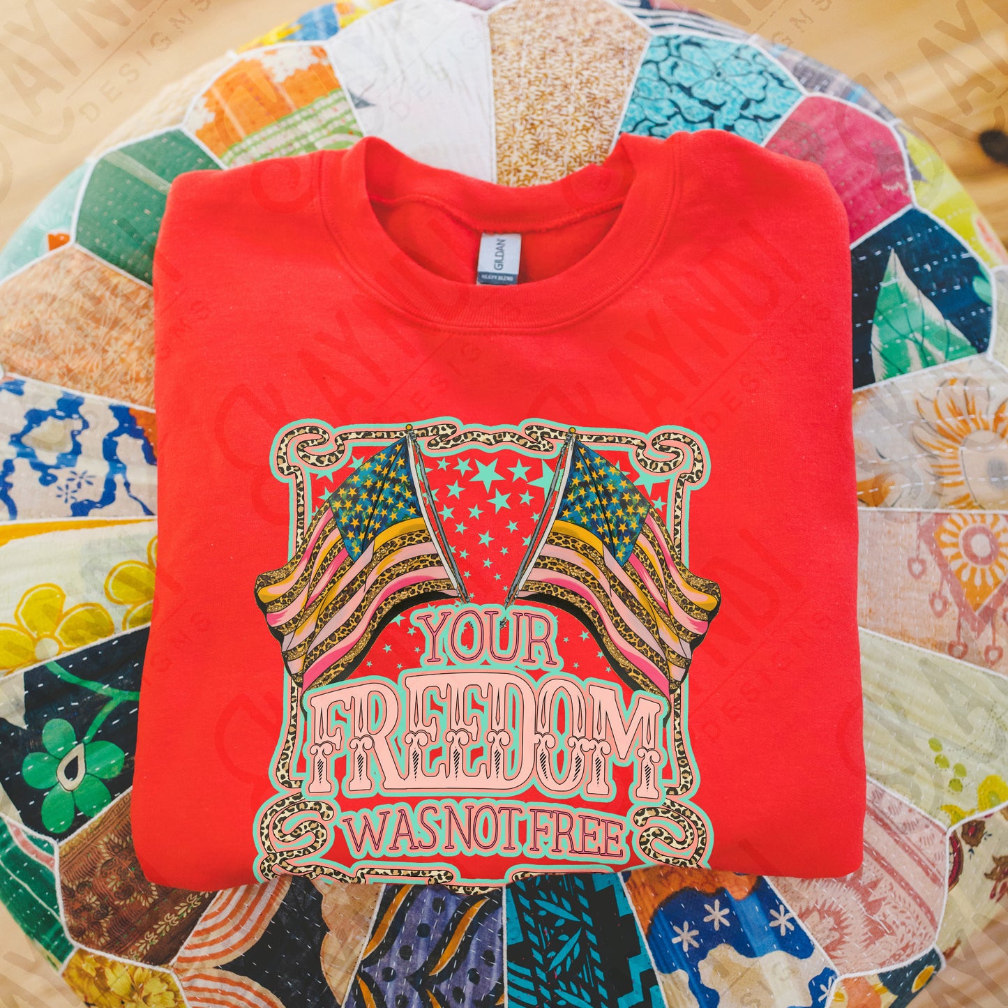 Your Freedom Was Not Free Sublimation Design PNG Digital Download Printable Pocket Patriotic Flag America