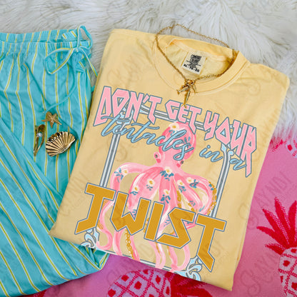 Don't Get Your Tentacles in a Twist PNG Digital Download Sublimation DTF Pastel Print Preppy Floral Octopus