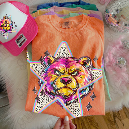 Doodle Star Bear PNG Digital Download Sublimation DTF Print Polka Dots Mascots Stars