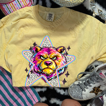 Doodle Star Bear PNG Digital Download Sublimation DTF Print Polka Dots Mascots Stars