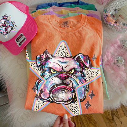 Doodle Star Bulldog PNG Digital Download Sublimation DTF Print Polka Dots Mascots Stars