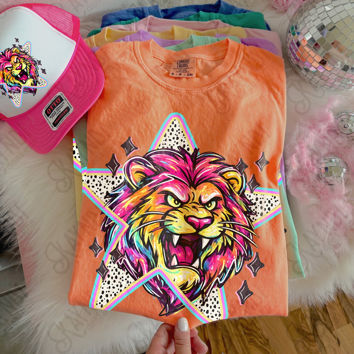 Doodle Star Lion PNG Digital Download Sublimation DTF Print Polka Dots Mascots Stars