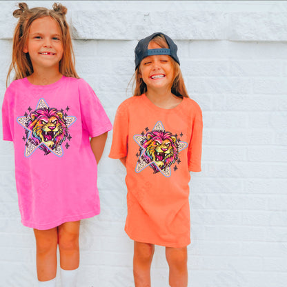 Doodle Star Lion PNG Digital Download Sublimation DTF Print Polka Dots Mascots Stars