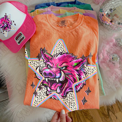 Doodle Star Razorback Hog PNG Digital Download Sublimation DTF Print Polka Dots Mascots Stars