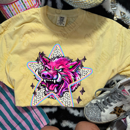 Doodle Star Razorback Hog PNG Digital Download Sublimation DTF Print Polka Dots Mascots Stars