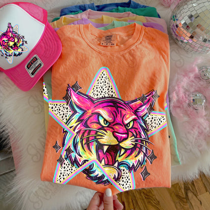 Doodle Star Tiger PNG Digital Download Sublimation DTF Print Polka Dots Mascots Stars