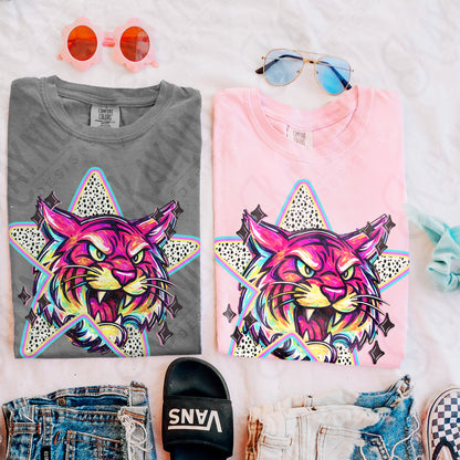 Doodle Star Tiger PNG Digital Download Sublimation DTF Print Polka Dots Mascots Stars