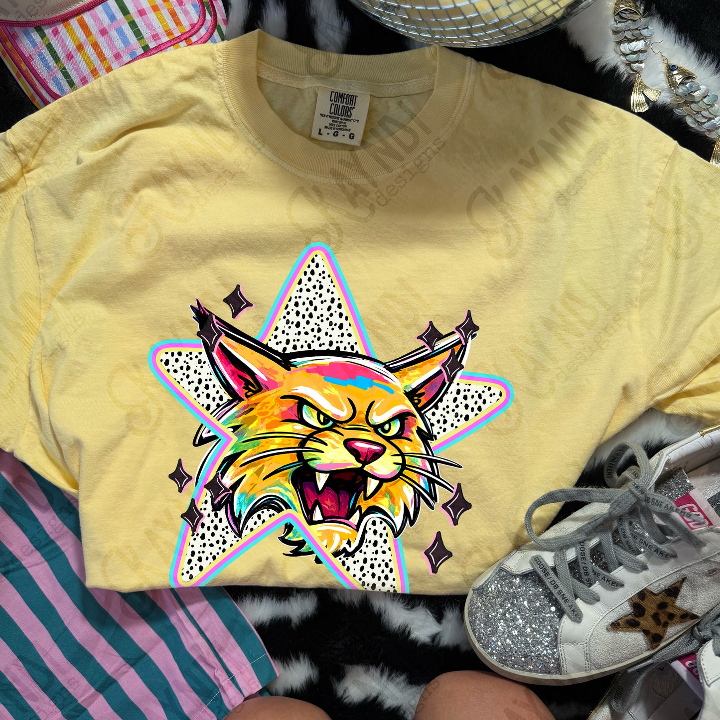 Doodle Star Wildcat PNG Digital Download Sublimation DTF Print Polka Dots Mascots Stars