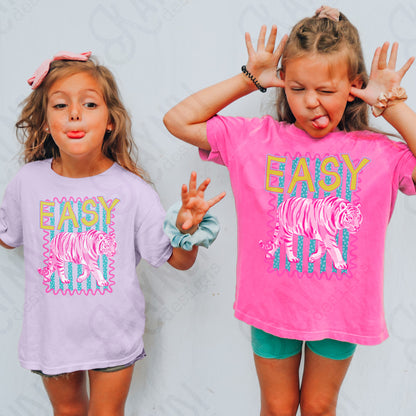 Easy Tiger PNG Digital Download Sublimation DTF Print Neon Preppy Striped