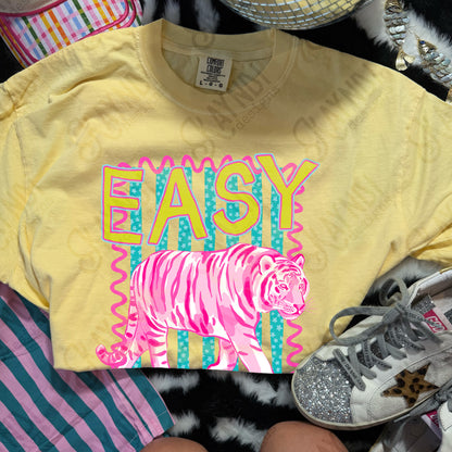 Easy Tiger PNG Digital Download Sublimation DTF Print Neon Preppy Striped