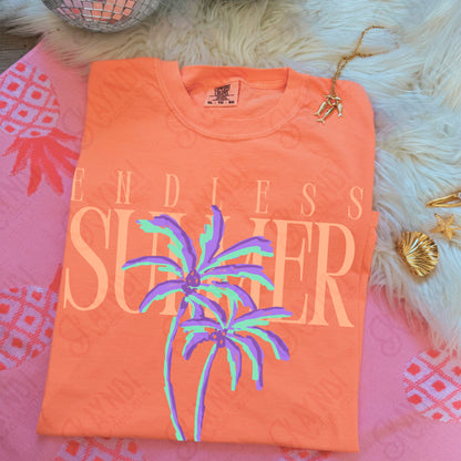 Endless Summer Peach Purple PNG Digital Download Sublimation DTF Print Preppy Beachy Palm Trees