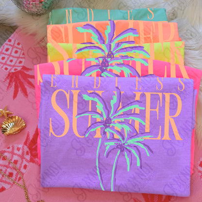 Endless Summer Peach Purple PNG Digital Download Sublimation DTF Print Preppy Beachy Palm Trees