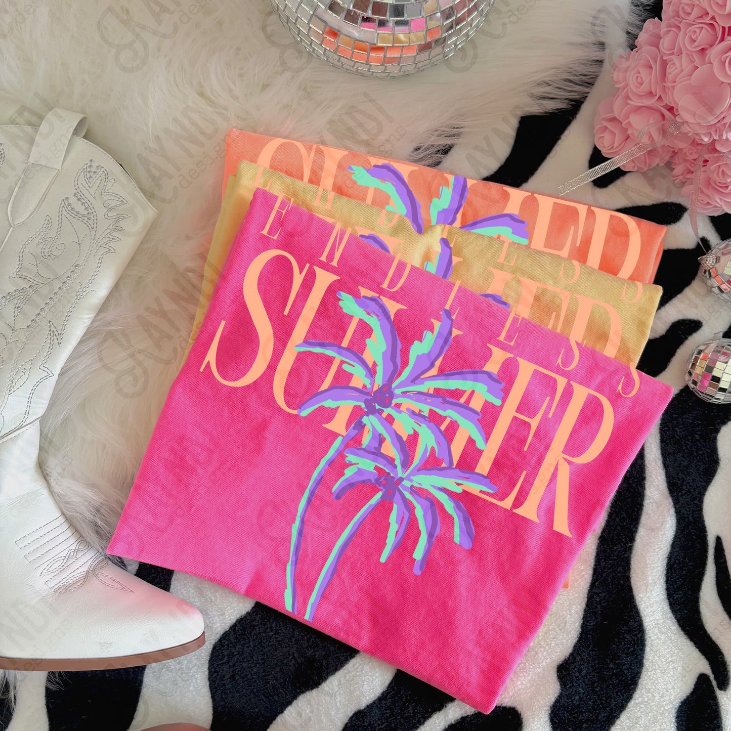 Endless Summer Peach Purple PNG Digital Download Sublimation DTF Print Preppy Beachy Palm Trees