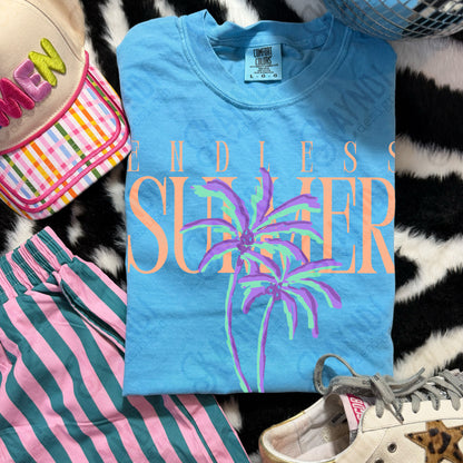 Endless Summer Peach Purple PNG Digital Download Sublimation DTF Print Preppy Beachy Palm Trees