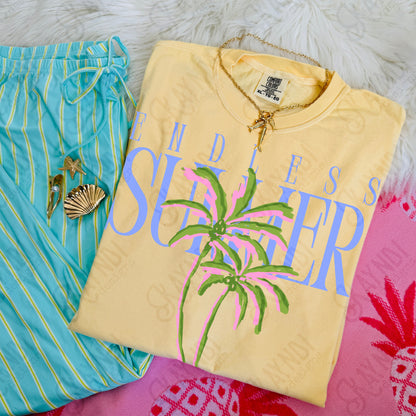 Endless Summer Blue Green PNG Digital Download Sublimation DTF Print Preppy Beachy Palm Trees