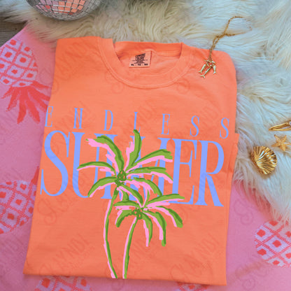 Endless Summer Blue Green PNG Digital Download Sublimation DTF Print Preppy Beachy Palm Trees