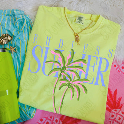 Endless Summer Blue Green PNG Digital Download Sublimation DTF Print Preppy Beachy Palm Trees
