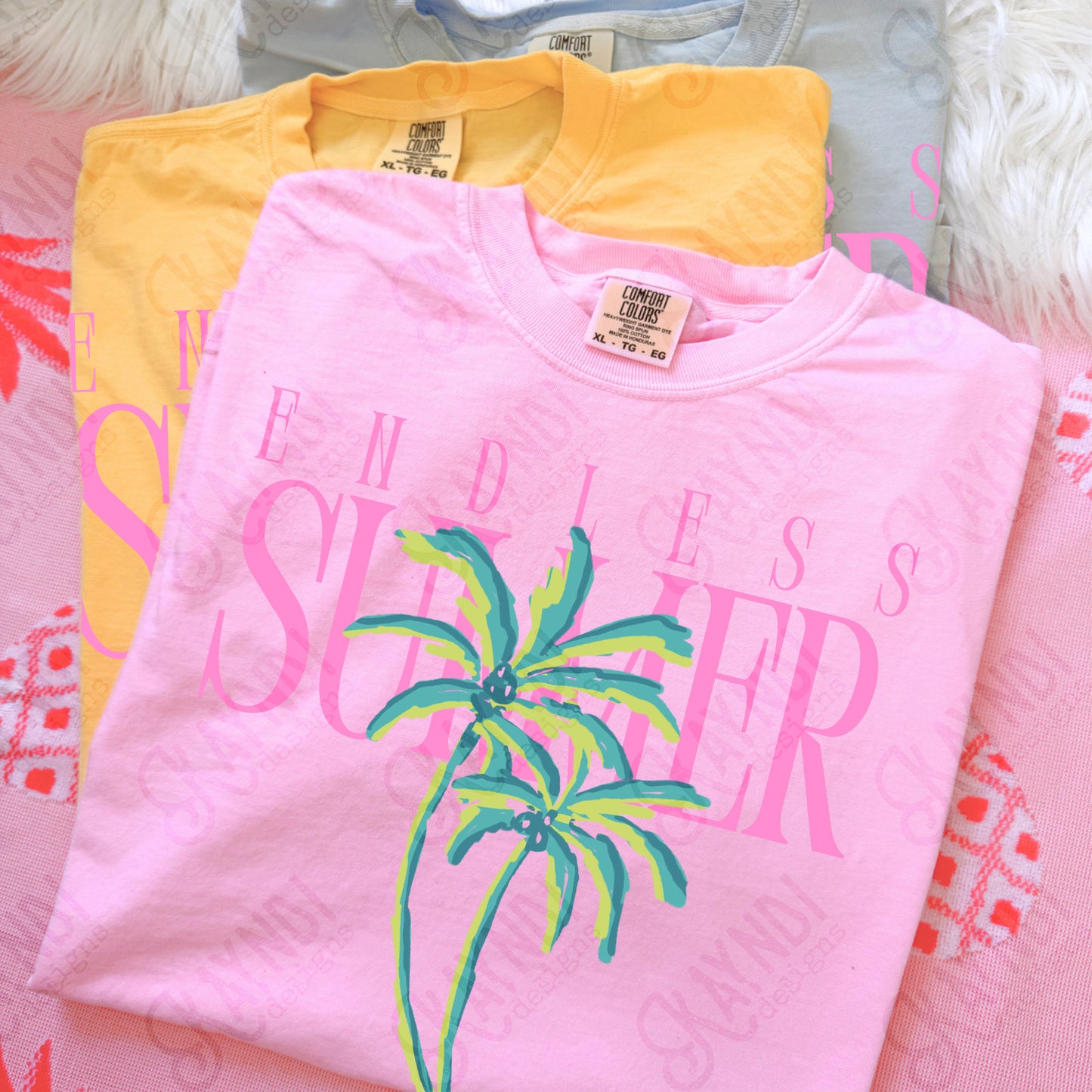 Endless Summer Pink Green PNG Digital Download Sublimation DTF Print Preppy Beachy Palm Trees