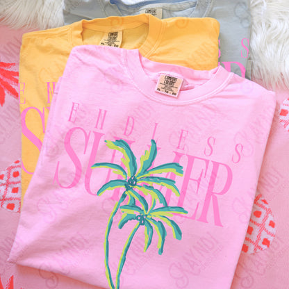 Endless Summer Pink Green PNG Digital Download Sublimation DTF Print Preppy Beachy Palm Trees