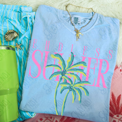Endless Summer Pink Green PNG Digital Download Sublimation DTF Print Preppy Beachy Palm Trees