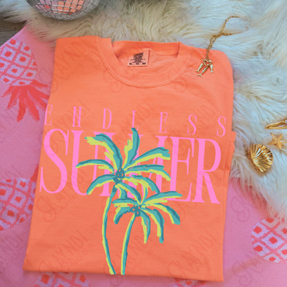 Endless Summer Pink Green PNG Digital Download Sublimation DTF Print Preppy Beachy Palm Trees