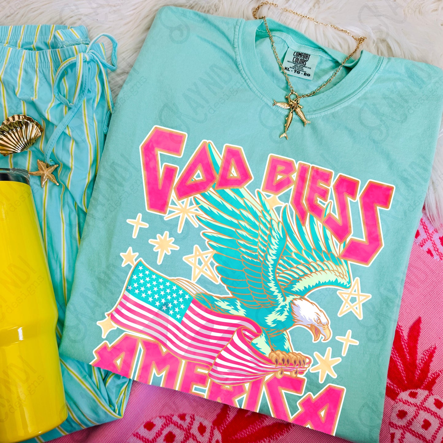 God Bless America PNG Digital Download Sublimation DTF Print Patriotic Eagle Flag Stars