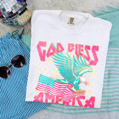God Bless America PNG Digital Download Sublimation DTF Print Patriotic Eagle Flag Stars