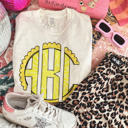 Lemon Punch Doodle Monogram Set Sublimation Design PNG Digital Download Printable