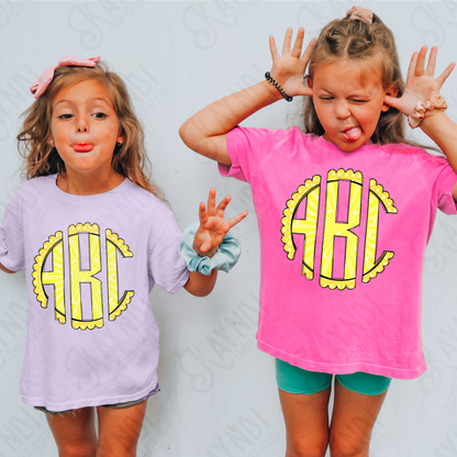 Lemon Punch Doodle Monogram Set Sublimation Design PNG Digital Download Printable