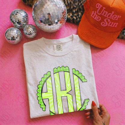 Lime Punch Doodle Monogram Set Sublimation Design PNG Digital Download Printable
