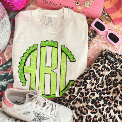 Lime Punch Doodle Monogram Set Sublimation Design PNG Digital Download Printable