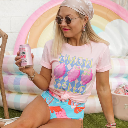 Limon Cello La Dolce Vita PNG Digital Download Sublimation DTF Print Preppy Plaid Pink Lemon