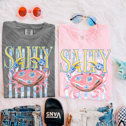 Salty Crab PNG Digital Download Sublimation DTF Print Preppy Striped Beachy Vibes