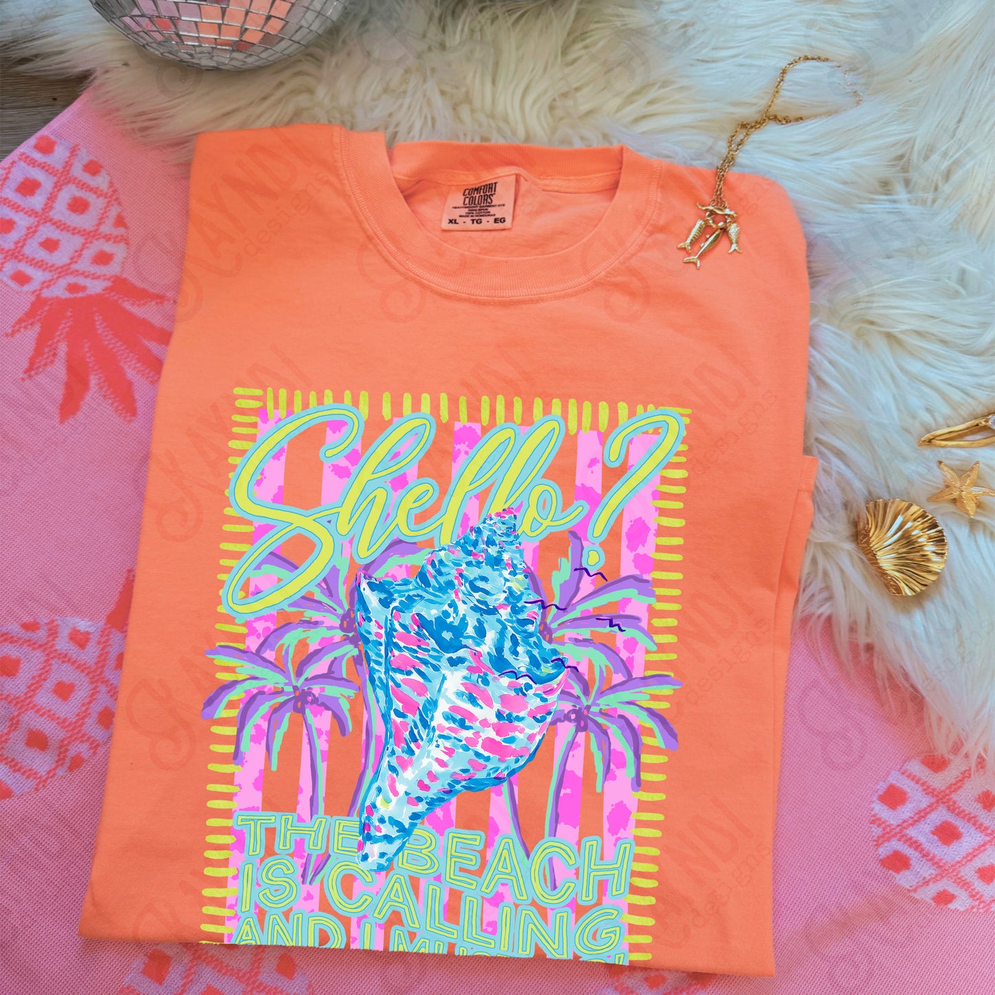 Shello the Beach is Calling and I Must Go PNG Digital Download Sublimation DTF Print Shell Preppy Beachy Vibes