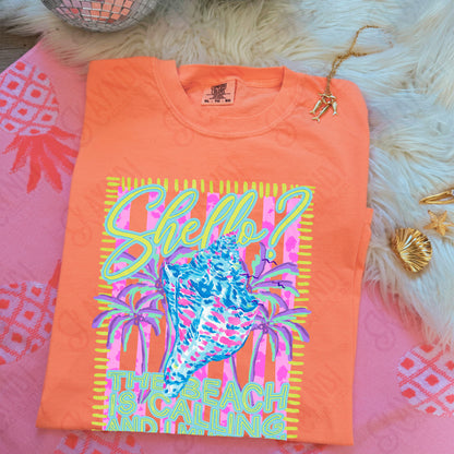 Shello the Beach is Calling and I Must Go PNG Digital Download Sublimation DTF Print Shell Preppy Beachy Vibes