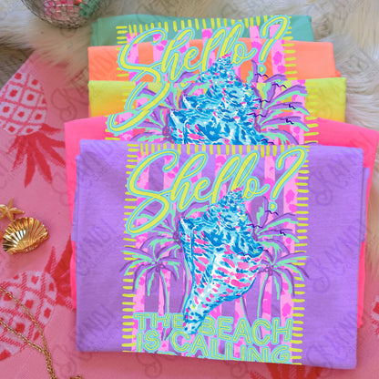 Shello the Beach is Calling and I Must Go PNG Digital Download Sublimation DTF Print Shell Preppy Beachy Vibes