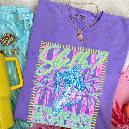 Shello the Beach is Calling and I Must Go PNG Digital Download Sublimation DTF Print Shell Preppy Beachy Vibes