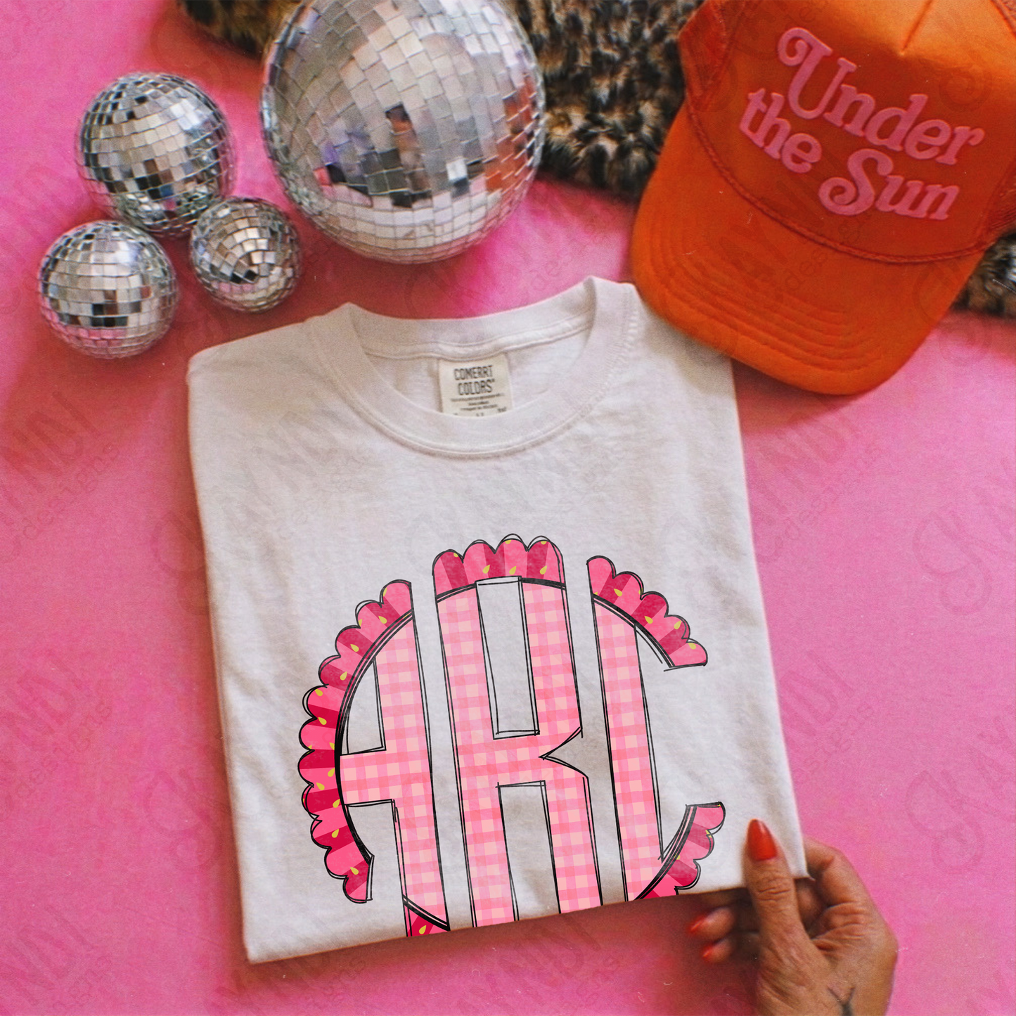 Strawberry Punch Doodle Monogram Set Sublimation Design PNG Digital Download Printable
