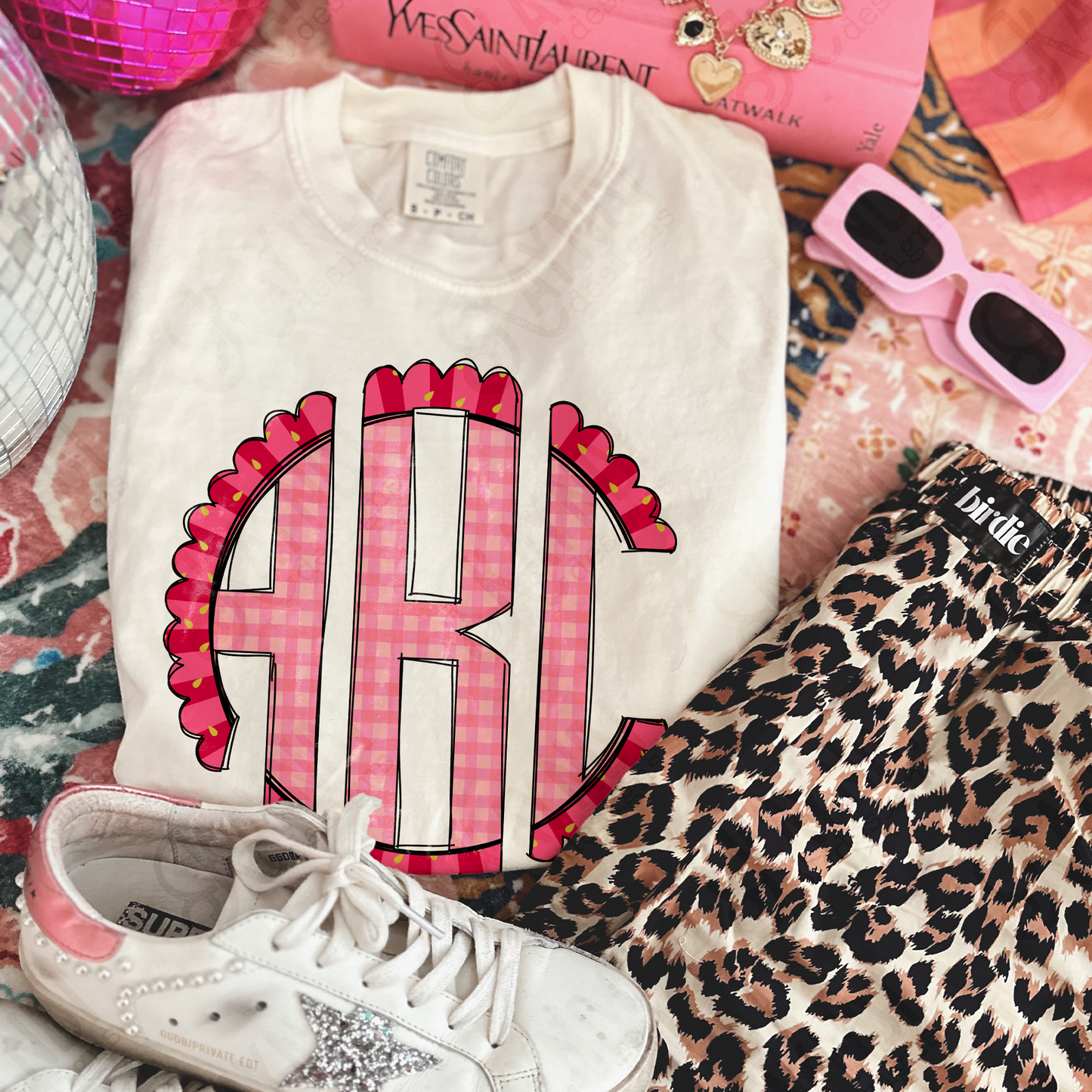 Strawberry Punch Doodle Monogram Set Sublimation Design PNG Digital Download Printable