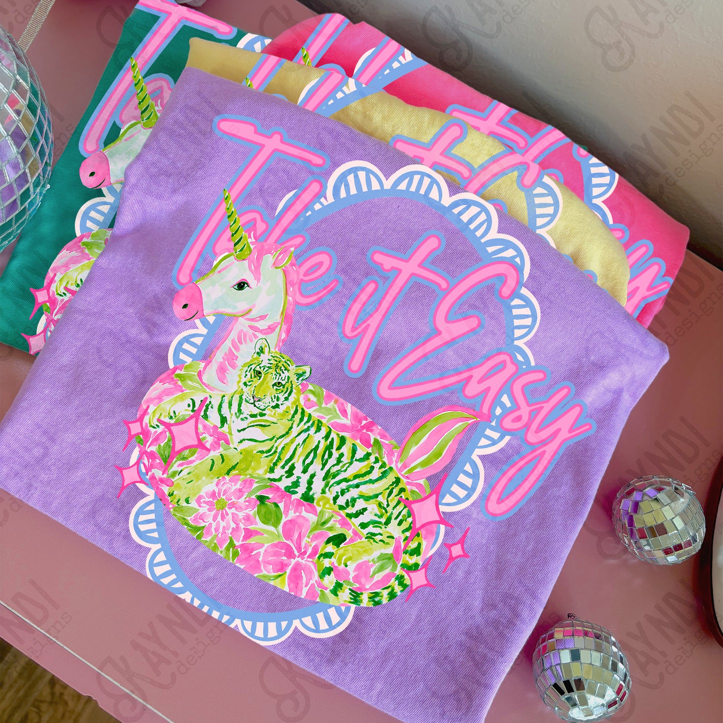 Take it Easy Tiger PNG Digital Download Sublimation DTF Print Preppy Tiger Float Striped