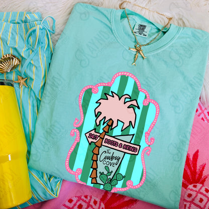 The Cowboy Cove Pocket PNG Digital Download Sublimation DTF Print Preppy Striped Beachy Palm Tree