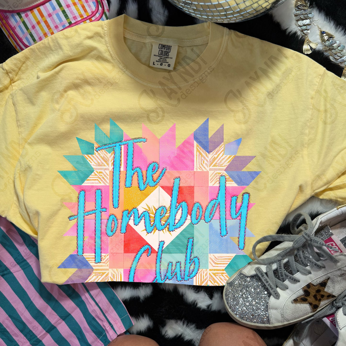 The Homebody Club PNG Digital Download Sublimation DTF Print Patchwork Stitched Embroidery
