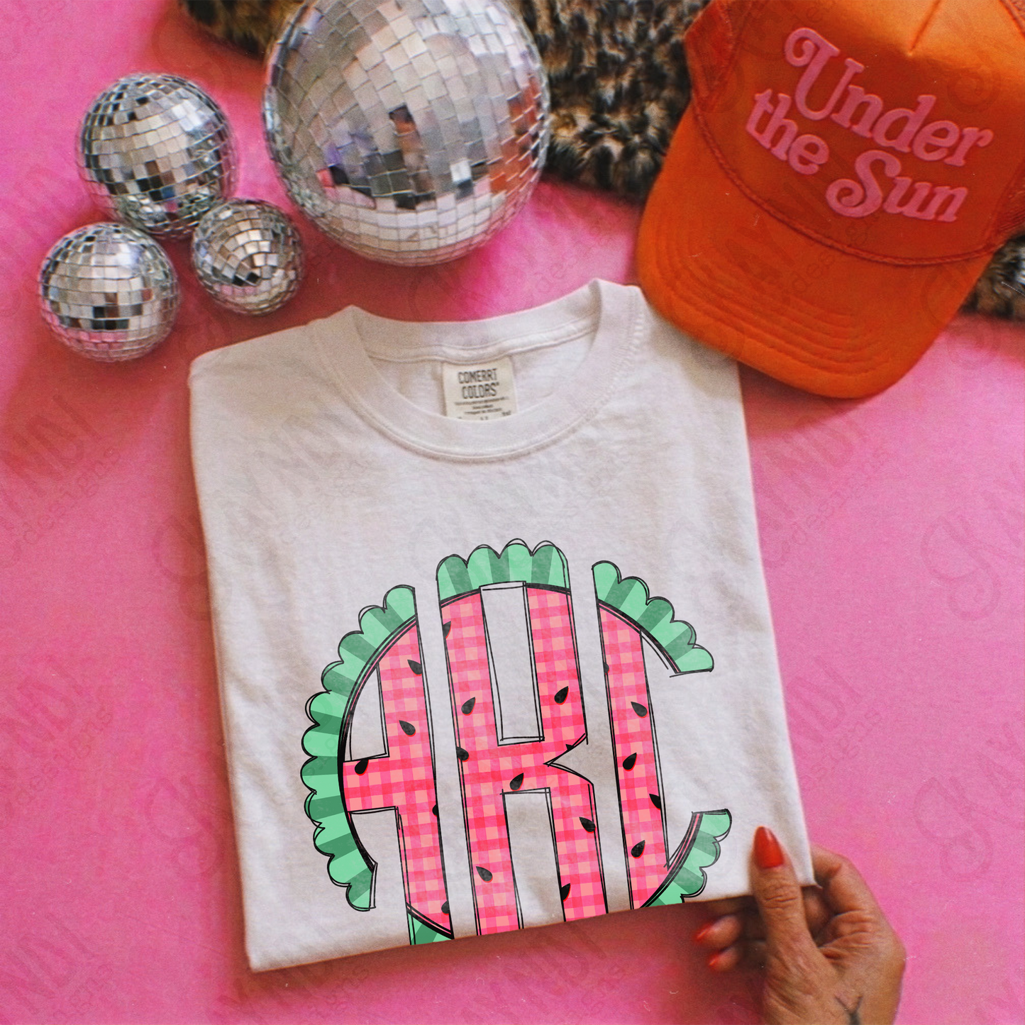 Watermelon Punch Doodle Monogram Set Sublimation Design PNG Digital Download Printable