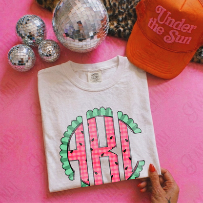Watermelon Punch Doodle Monogram Set Sublimation Design PNG Digital Download Printable