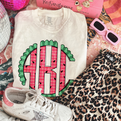 Watermelon Punch Doodle Monogram Set Sublimation Design PNG Digital Download Printable
