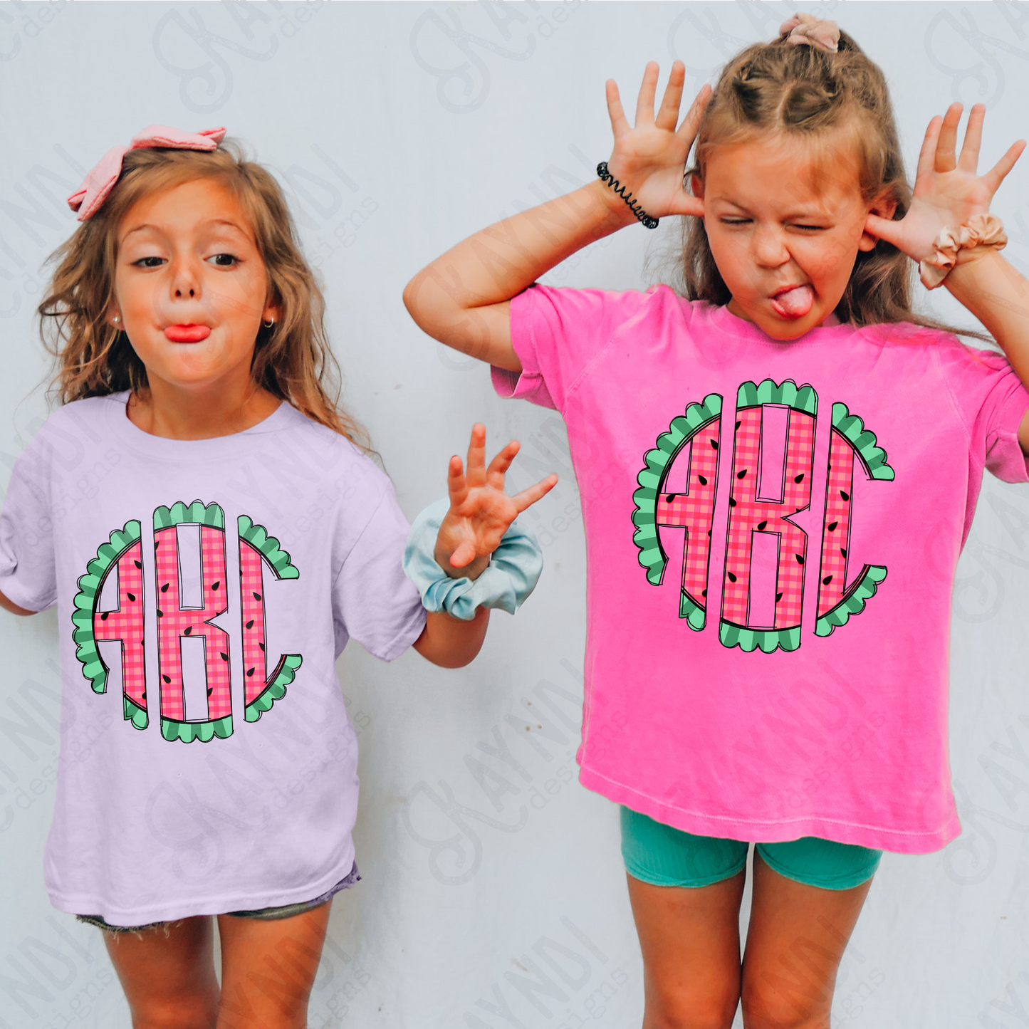 Watermelon Punch Doodle Monogram Set Sublimation Design PNG Digital Download Printable