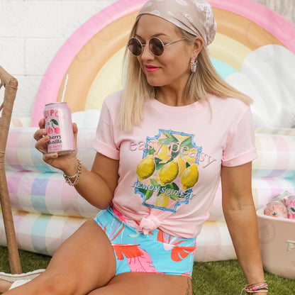 Easy Peasy Lemo Squeezy Sublimation Design PNG Digital Download Printable Summer Preppy